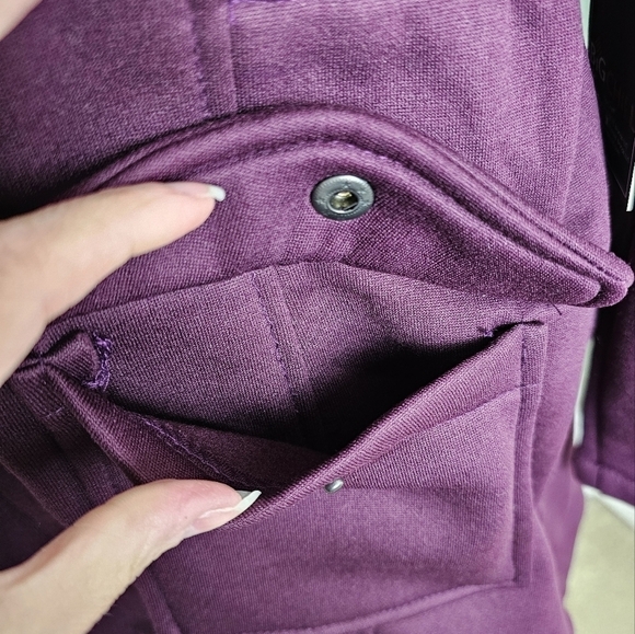 Big Chill Fig Leopard Sherpa-Lined Hood Fleece Anorak Womens SMALL BURGUNDY WINE - Picture 8 of 12